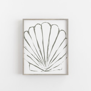 Minimalist Beach House Decor | Scallop Shell Print or Canvas for Modern Coastal Home, Sea Shell Wall Art | &quot;Modern Seashell Study, No. 2&quot;