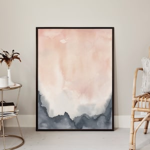 Watercolor Painting | Navy Blue and Blush Modern Abstract Jetty Home ...