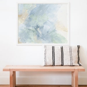 Blue Abstract Art | Modern Coastal Decor Minimalist Beach House Horizontal Wall Art | &quot;Ocean Light&quot; – Art Print or Canvas
