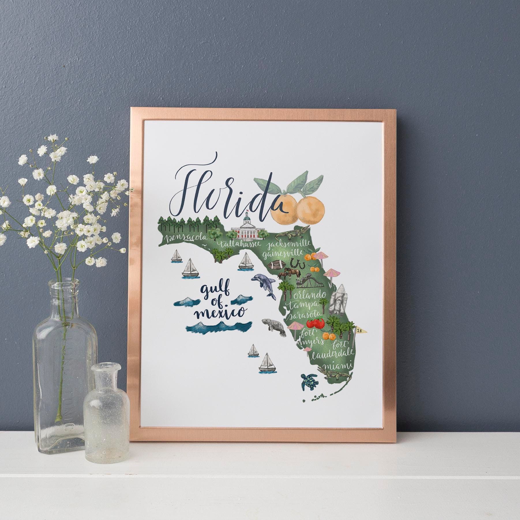 Florida Map Wall Art State Gift - Il Fullxfull.1613120942 Q1kw 