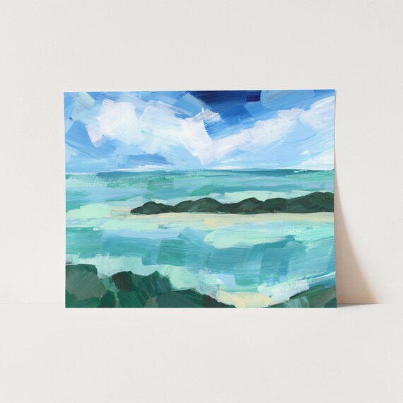 Caribbean View Painting | Tropical Ocean Waters in Turquoise