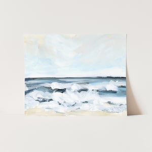 Ocean Wall Art Modern Coastal Decor Waves Crashing Painting Modern Beach Surf Seascape Wall Art | "Wave Depths, No. 2" - Art Print or Canvas