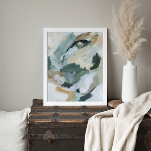 Abstract Painting | Neutral Green and Beige Tones for Contemporary Home Decor, Modern Wall Art | &quot;Natural Course&quot; - Art Print or Canvas