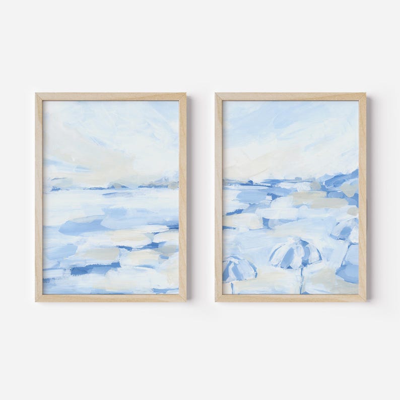 Coastal Painting Diptych | "August Daze" - Set of 2 - Art Prints or Canvases image 4
