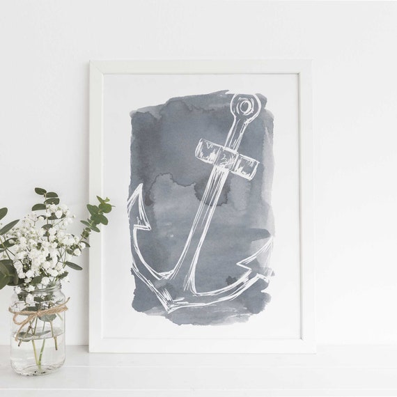 Anchor Wall Art Print | Nautical Home Decor for Beach House & Coastal Living Spaces | "Watercolor Anchor Illustration" – Art Print or Canvas