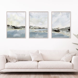 Coastal Art Beach Scene Seascape Painting Shore Print Coastline Scene Lake Decor Triptych | "Sea Scene" - Set of 3 - Art Prints or Canvases