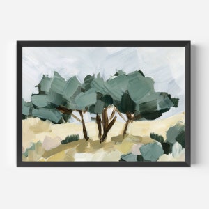 Oak Tree Painting Wheat Field Art Landscape Decor Hillside Artwork Large Wall Art | "Wheat Field Oaks" - Art Print or Canvas