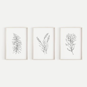 Farmhouse Decor Floral French Country Lavender Oleander Artwork | "Florals in the Countryside" - Set of 3 - Art Prints or Canvases