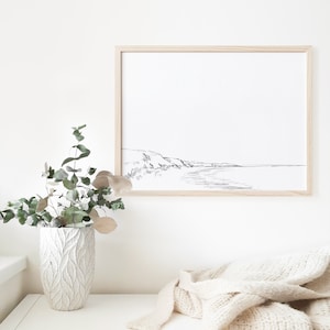 Coastal Bluff Art Beach House Decor Minimalist Seascape Illustration Wall Art | "Coastal Bluff Seascape" - Art Print or Canvas