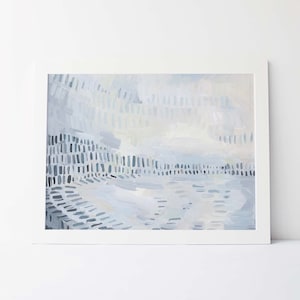 Coastal Art Light Blue Modern Coastline Landscape Decor Beach Print Painting Wall Art | "Coastline Light, No. 2"  - Art Print or Canvas