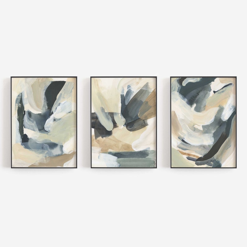 Modern Abstract Print Set of 3 Contemporary Statement Piece - Etsy