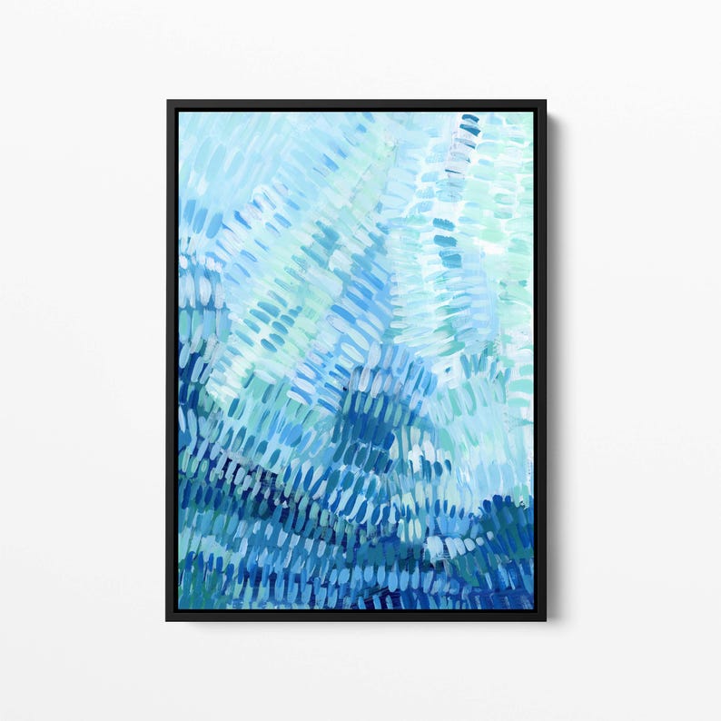 Turquoise and Blue Ocean Underwater Painting | Modern Beach Artwork for Coastal Wall Art | "Under the Tropical Sea" - Art Print or Canvas image 3