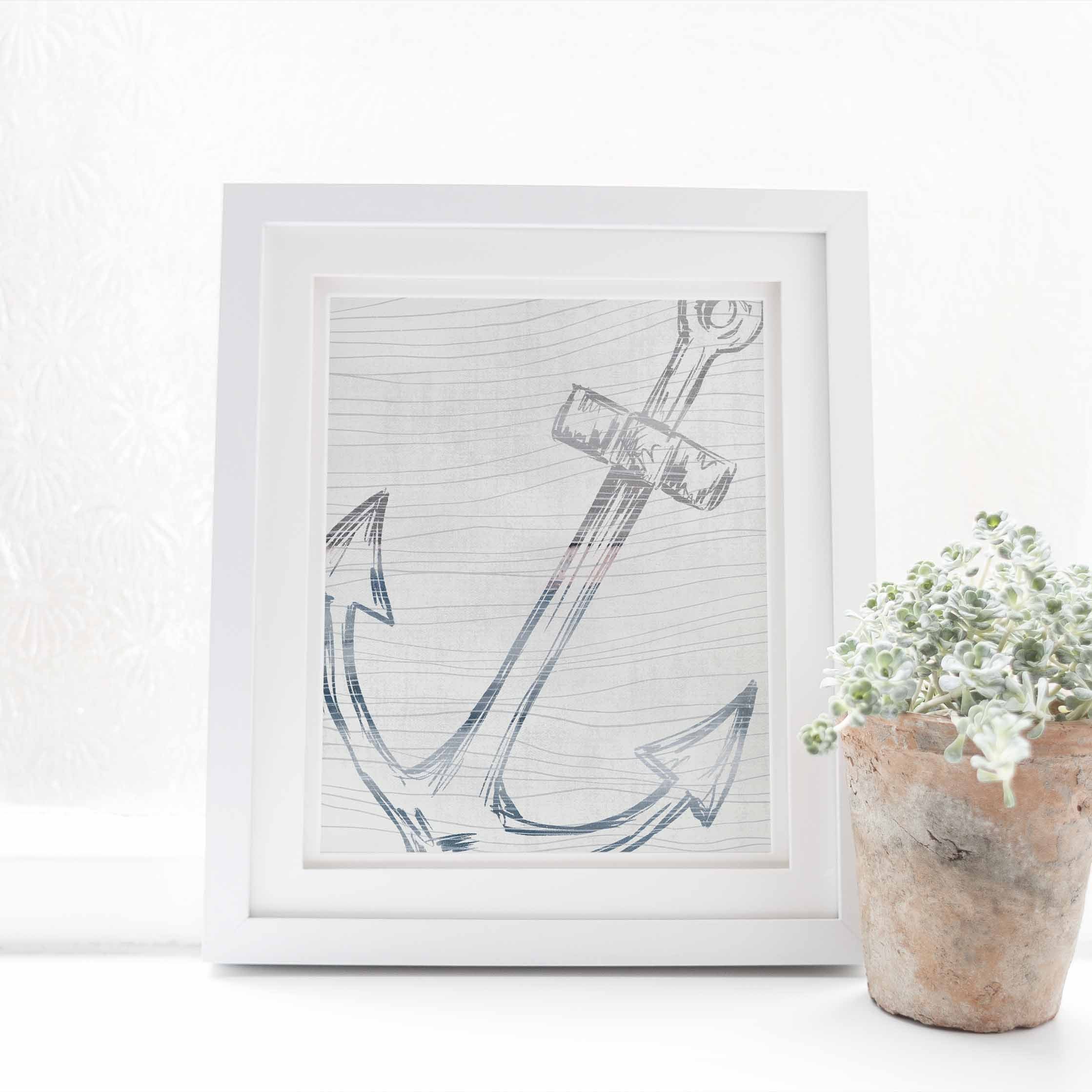 Anchor Wall Art Modern Nautical Decor Coastal Home Bathroom | Etsy