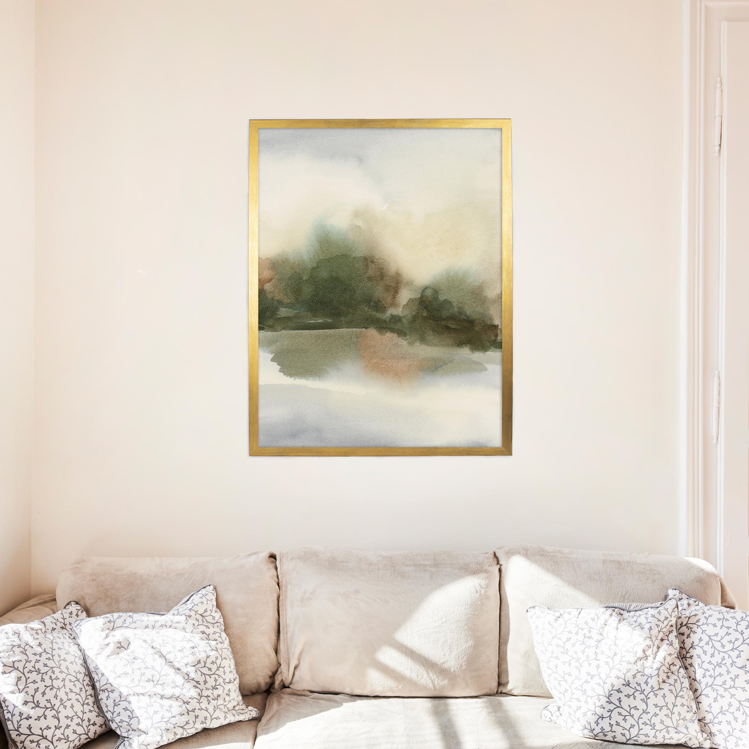 Abstract Lake Landscape Watercolor Painting | 