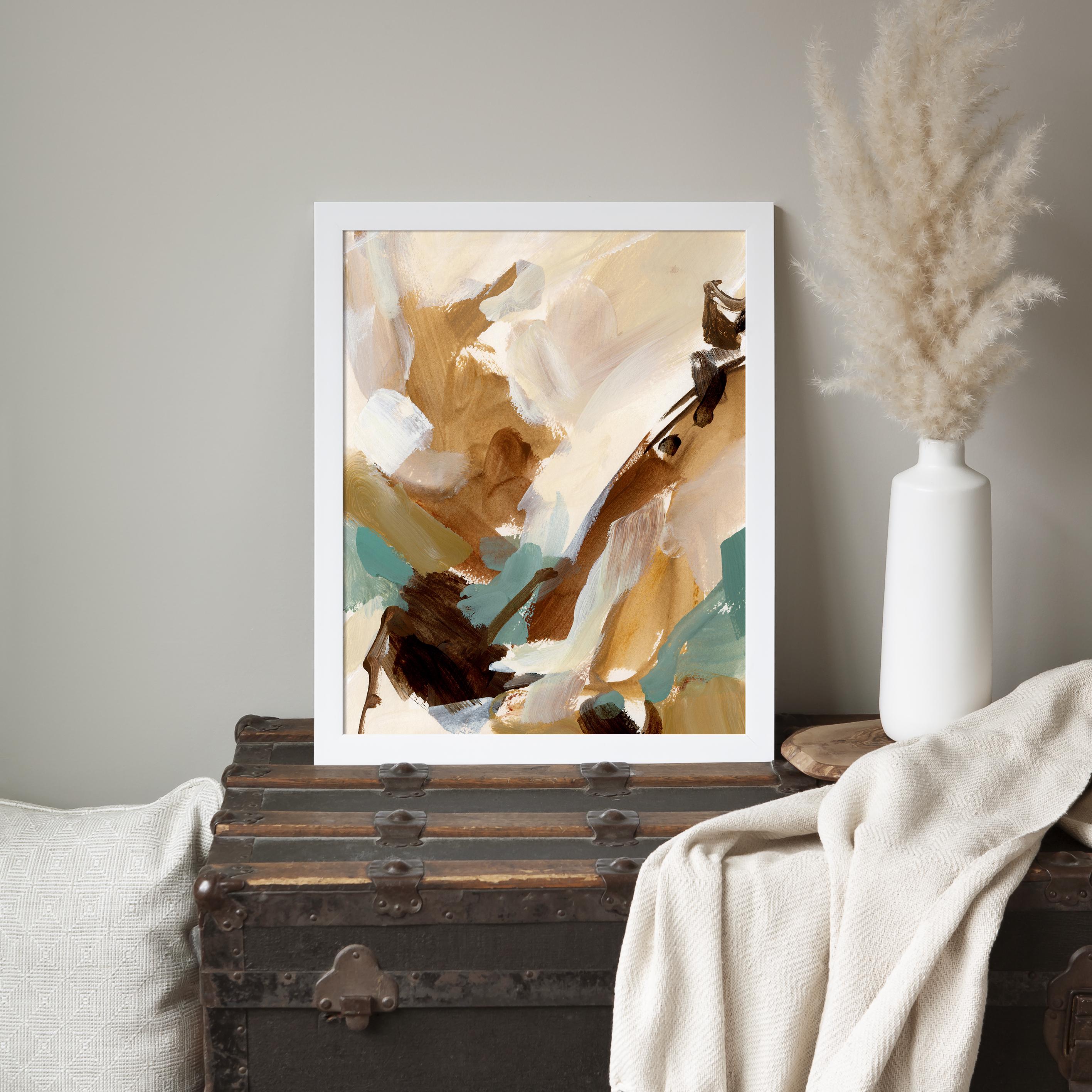 Modern Autumn Decor | Burnt Orange and Beige Abstract Art Print or