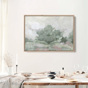 Farmhouse Landscape Art | Modern Countryside Decor in Green Painting for French Country Wall Art | &quot;The Lonely Oak&quot; – Art Print or Canvas
