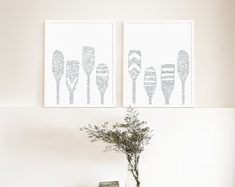 Modern Nautical Decor | "Lake Paddle Boating Oars" - Art Prints or Canvases
