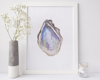 Coastal Beach Painting | "Watercolor Oyster No. 1" - Art Print or Canvas