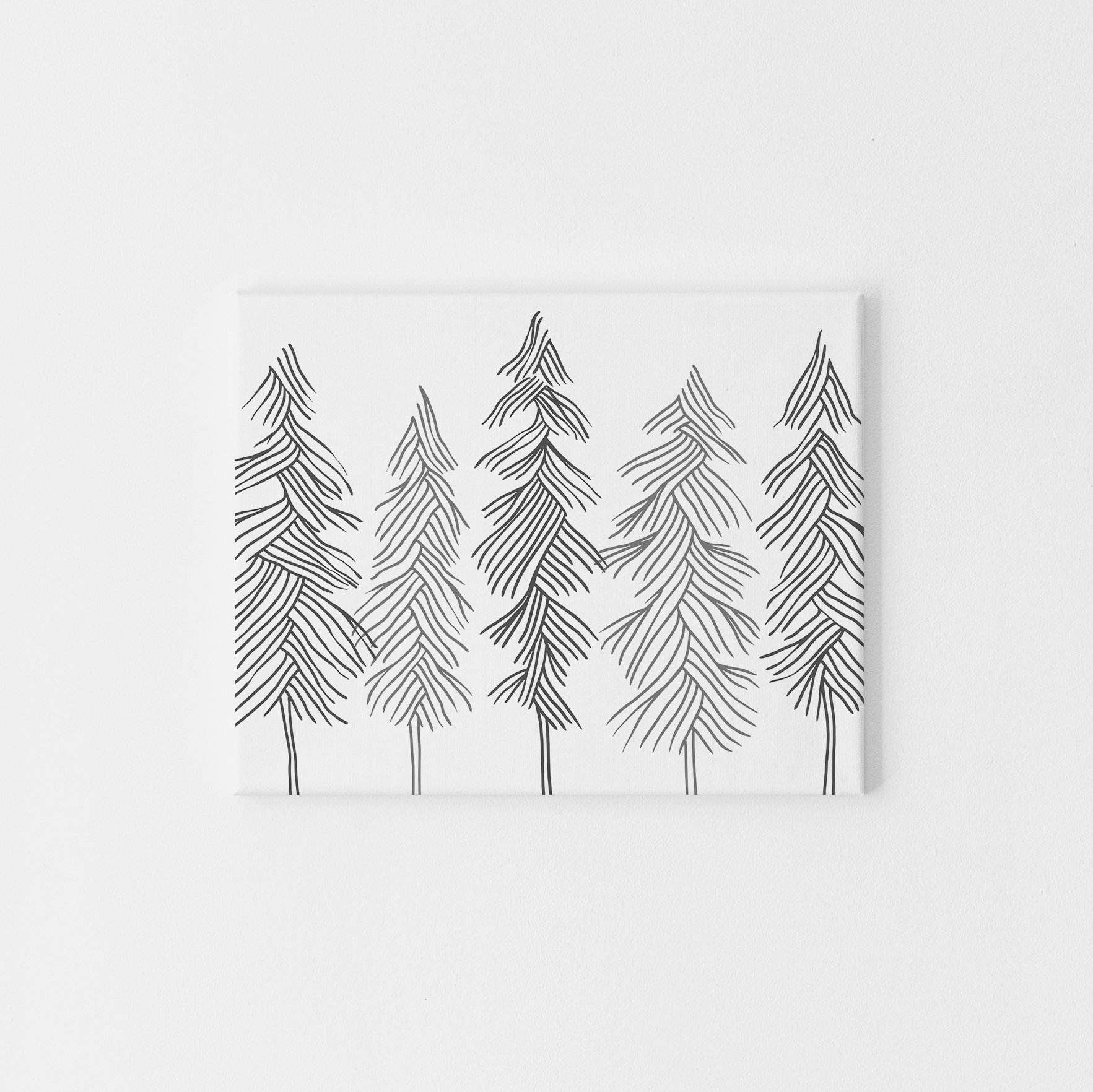 Modern Pine Tree Art Gray and White Minimalist Winter Lodge Etsy