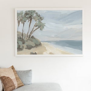 Beach Painting | Palm Tree Ocean Artwork for Tropical Nursery Decor & Beachscape Coastal Home Art | &quot;The Summer Beach&quot; – Art Print or Canvas