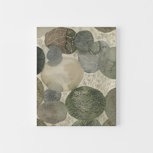 Abstract Woodland Wall Art | Forest Watercolor Painting in Brown, Beige, and Green | &quot;Forest Stones Watercolor, No. 1&quot; - Art Print or Canvas