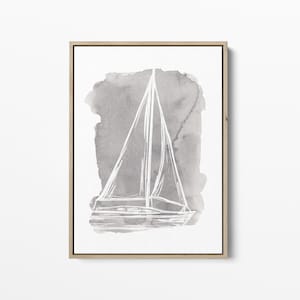 Sailboat Print Nautical Decor Modern Beach House Sailing Gift Idea Coastal Art | "Watercolor Sailboat Illustration" - Art Print or Canvas