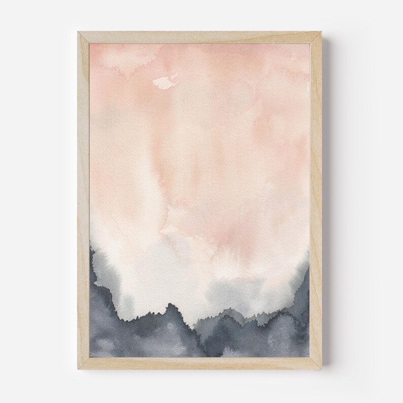 Watercolor Painting | Navy Blue and Blush Modern Abstract Jetty Home ...