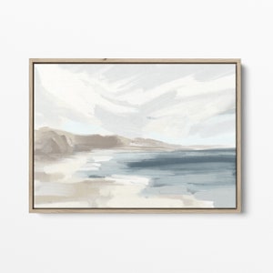 Seascape Art Beach Landscape Painting Blue Neutral Seaside Home Decor Beachy House Wall Art | "The Gentle Shore" - Art Print or Canvas