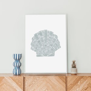 Seashell Wall Art | Modern Minimalist Coastal Home Decor for Trendy Beach House Rental | &quot;Deconstructed Scallop Shell&quot; – Art Print or Canvas
