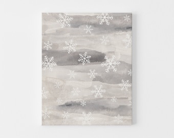 Watercolor Snowflake Decor | Modern Winter Holiday Wall Art Print or Canvas