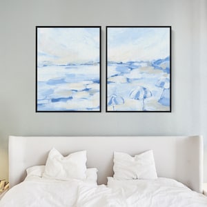 Coastal Painting Diptych | "August Daze" - Set of 2 - Art Prints or Canvases image 1
