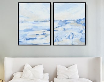 Coastal Painting Diptych | "August Daze" - Set of 2 - Art Prints or Canvases