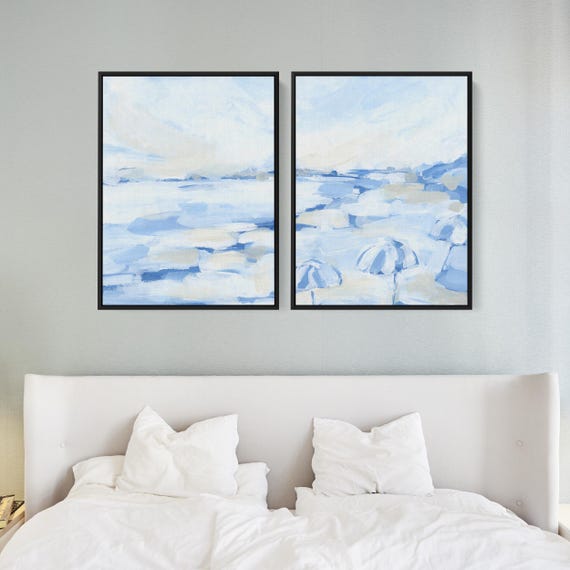 Coastal Painting Diptych | "August Daze" - Set of 2 - Art Prints or Canvases
