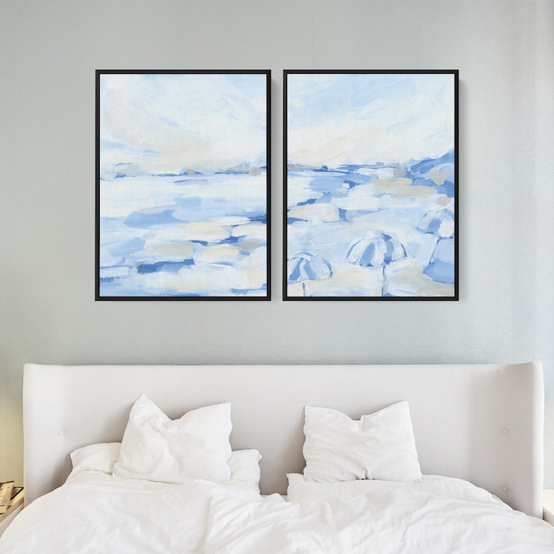 Coastal Painting Diptych | "August Daze" - Set of 2 - Art Prints or Canvases image 1