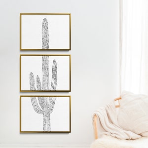 Modern Cacti Set | Black and White Minimalist Desert Nursery Triptych | &quot;Desert Saguaro Cactus, No. 2&quot; – Set of 3 – Art Prints or Canvases