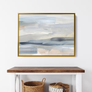 Beach Print Ocean Art | Statement Painting in Slate Blue and Tan for Coastal Landscape Wall Art | "The Minimal Coast" – Art Print or Canvas image 6