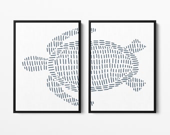 Whale Tail Modern Illustration - Set of 2 - Art Prints or Canvases