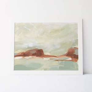 Modern Desert Art | Arizona Landscape Painting in Pink & Beige for Southwestern Wall Art | &quot;Desert Vista, No. 1&quot; - Art Print or Canvas