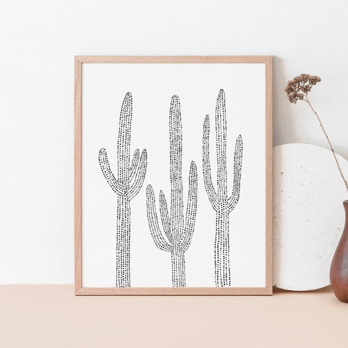 Cactus Art Modern Desert Decor Minimalist Southwestern Cacti Etsy