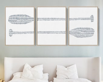 Nautical Oars Print Triptych | Coastal Lake House Nursery Decor | "Paddle Oar Nautical Illustration" - Set of 3 Art Prints or Canvases