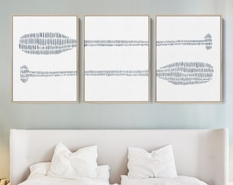 Nautical Decor Oars Print Coastal Lake House Nursery Art Triptych | "Paddle Oar Nautical Illustration" - Set of 3 - Art Prints or Canvases