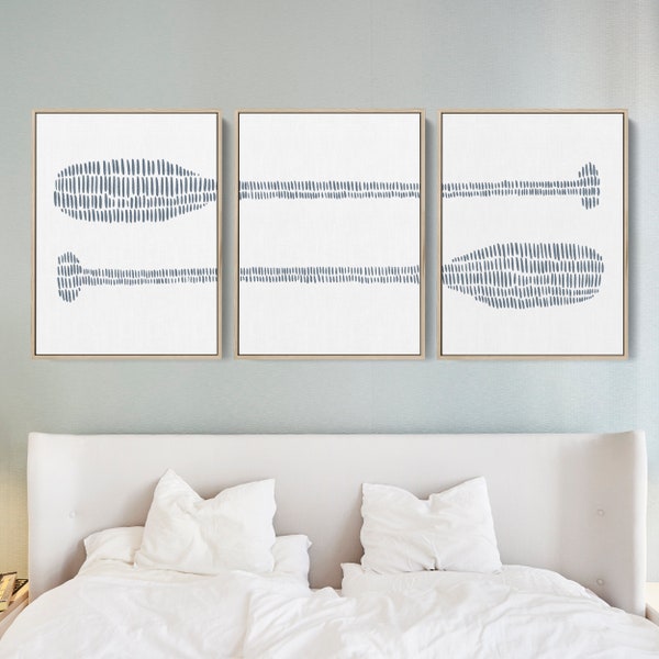 Nautical Decor Oars Print Coastal Lake House Nursery Art Triptych | "Paddle Oar Nautical Illustration" - Set of 3 - Art Prints or Canvases