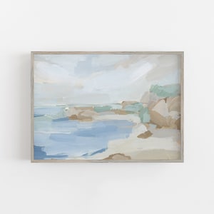Beach Landscape Painting Oceanscape Modern Summer Decor Coastline Seascape Wall Art | "Summer Cove" - Art Print or Canvas