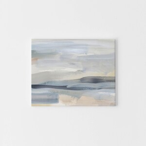 Beach Print Ocean Art | Statement Painting in Slate Blue and Tan for Coastal Landscape Wall Art | "The Minimal Coast" – Art Print or Canvas image 5
