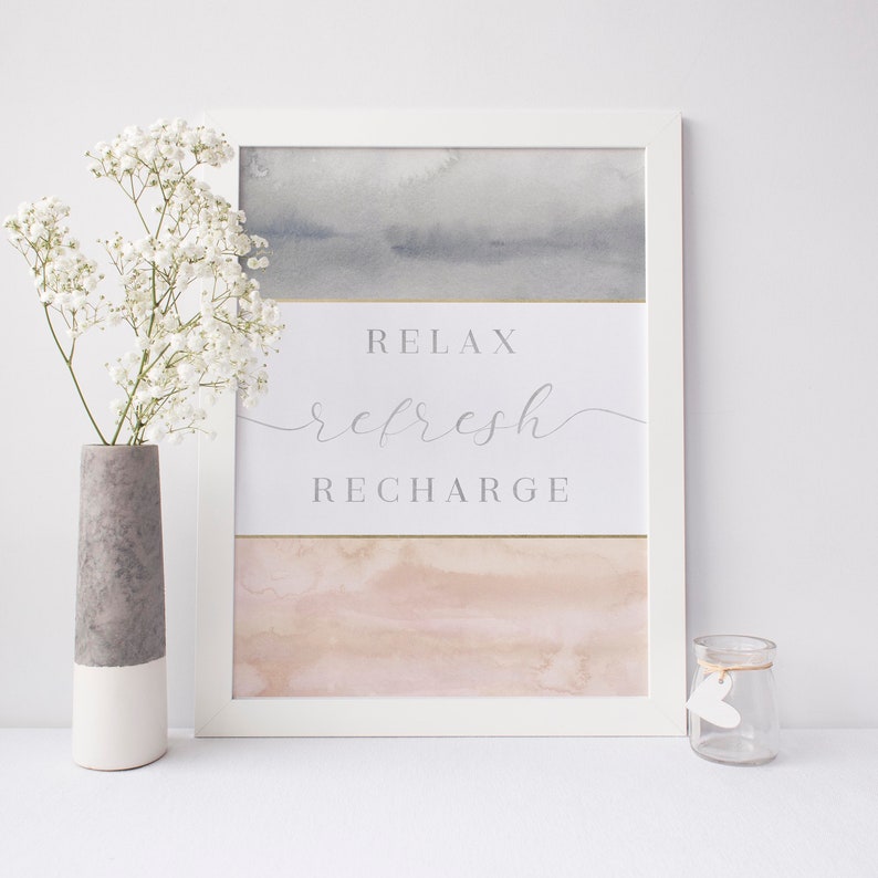 Spa Bathroom Wall Art relax Refresh Recharge Etsy