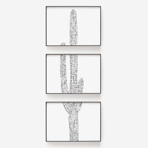 Cactus Art Modern Desert Decor Minimalist Southwestern Arizona Triptych | "Desert Saguaro Cactus, No. 1" - Set of 3 - Art Prints or Canvases