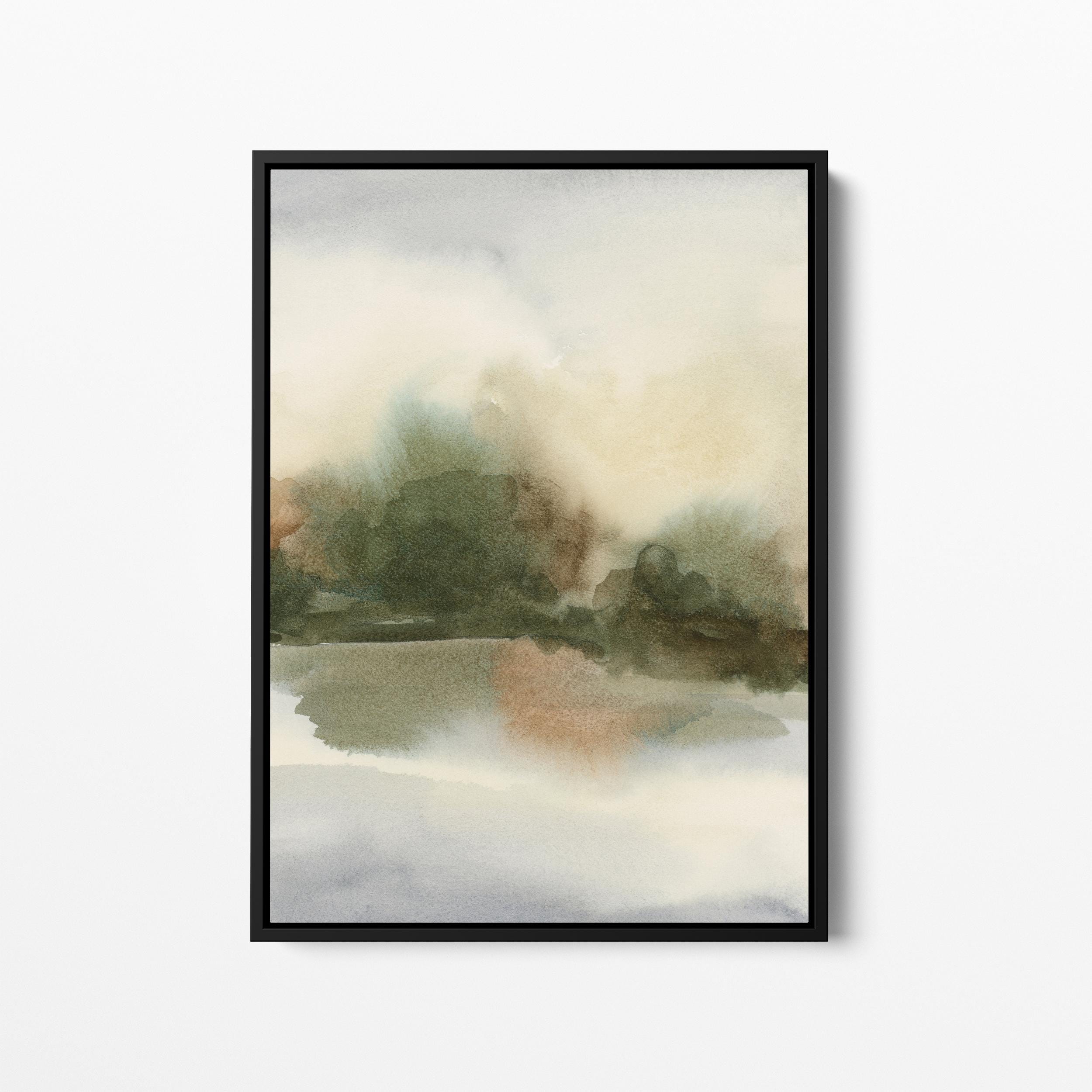 Abstract Lake Landscape Watercolor Painting | 