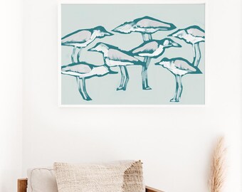 Coastal Seagull Painting | "Gulls in Waiting" – Art Print or Canvas