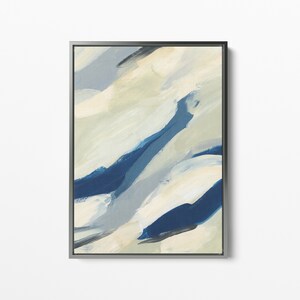 Abstract Ocean Art Blue and Beige Beach Painting Statement Decor Coastal House Art | "The Eastbound Cove" - Art Print or Canvas