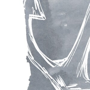 May include: Abstract watercolor painting with white lines on a gray background.
